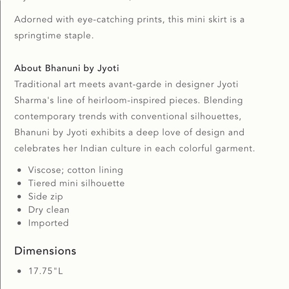 Anthro Bhanuni by Jyoti Floral Tiered Skirt - Picture 8 of 9